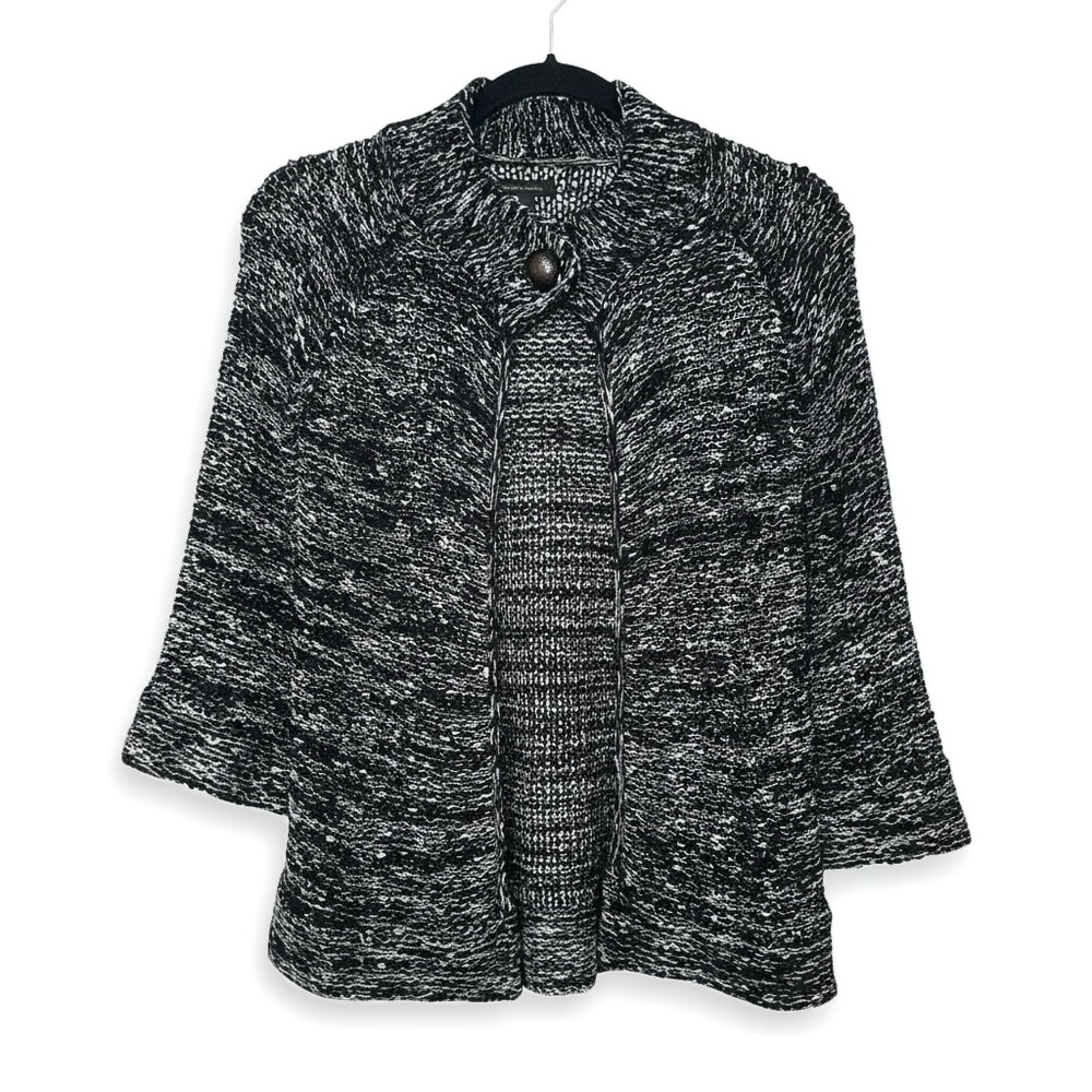 BCBGMAXAZRIA Black & White Marled Knit Cardigan | Size L